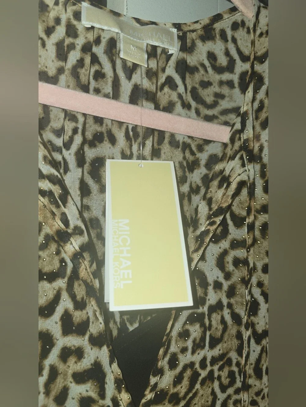 MICHAEL KORS Leopard Print Mini Dress with Gold Studs